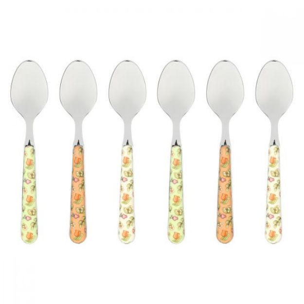 Immagine di Set 6 cucchiaini decorati in acciaio inox Country
